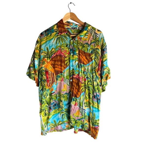 Islander Men's Hawaiian Tiki hut Island Beach Shirt Size XL - Picture 1 of 7